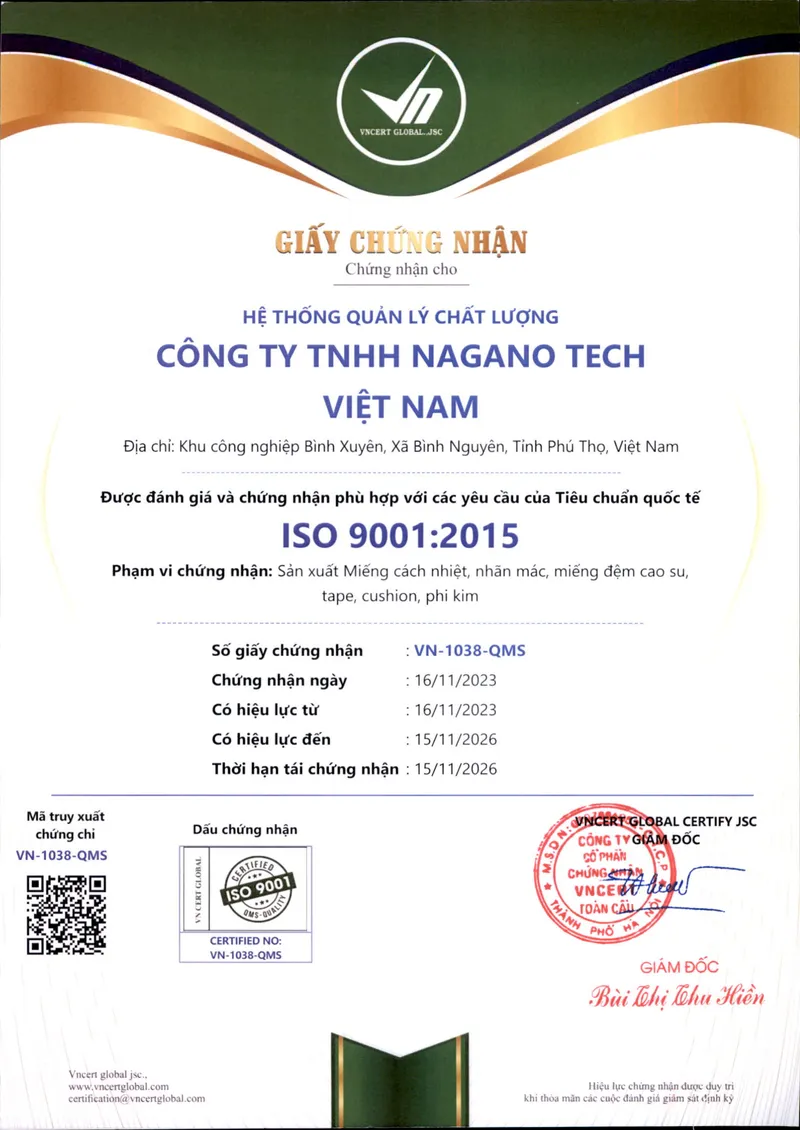 ISO 9001 Certificate - Page 1